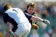 2 April 2005; Conor McPhillips, Connacht, is tackled by Steve Hanley, Sale Sharks. European Challenge Cup 2004-2005, Semi-Final, Connacht v Sale Sharks, Sportsground, Galway. Picture credit; Pat Murphy / SPORTSFILE