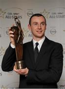 8 November 2013; Mayo footballer Keith Higgins with his 2013 GAA GPA All-Star award, sponsored by Opel, at the 2013 GAA GPA All-Star Awards in Croke Park, Dublin. Picture credit: Piaras Ó Mídheach / SPORTSFILE