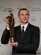 8 November 2013; Mayo footballer Keith Higgins with his 2013 GAA GPA All-Star award, sponsored by Opel, at the 2013 GAA GPA All-Star Awards in Croke Park, Dublin. Picture credit: Piaras Ó Mídheach / SPORTSFILE