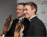 8 November 2013; Kerry footballers Colm Cooper, left, and James O'Donoghue with their 2013 GAA GPA All-Star awards, sponsored by Opel, at the 2013 GAA GPA All-Star Awards in Croke Park, Dublin. Picture credit: Piaras Ó Mídheach / SPORTSFILE