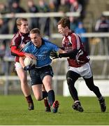 5 January 2014; Philip Ryan, Dublin, in action against Gavin Hoey, left, and Stephen Gilmore, Westmeath. Bord na Mona O'Byrne Cup, Group D, Round 1, Westmeath v Dublin, Cusack Park, Mullingar, Co. Westmeath. Picture credit: Barry Cregg / SPORTSFILE
