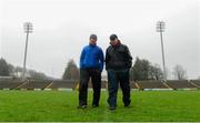 5 January 2014; St Mary's manager Paddy Tally, left, and Fermanagh manager Peter McGrath during a pitch inspection which resulted in the game being called off. Power NI Dr. McKenna Cup, Section B, Round 1, Fermanagh v St Mary's, Brewster Park, Enniskillen, Co. Fermanagh. Picture credit: Oliver McVeigh / SPORTSFILE