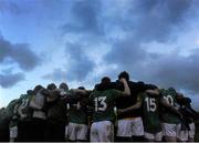 5 January 2014; The Leitrim team in a huddle after defeating Galway IT. FBD League, Section B, Round 1, Leitrim v Galway IT, Cloone, Co. Leitrim. Picture credit: Ramsey Cardy / SPORTSFILE