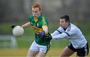 5 January 2014; Shane O'Callaghan, Kerry, in action against John Horgan, Institute of Technology Tralee. McGrath Cup, Quarter-Final, Kerry v Institute of Technology Tralee, John Mitchels GAA Club, Farmer's Bridge, Tralee, Co. Kerry. Picture credit: Brendan Moran / SPORTSFILE