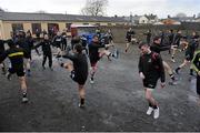 5 January 2014; The Sligo players warm up outside the dressing rooms at Tuam Stadium before the match. FBD League, Section B, Round 1, Galway v Sligo, Tuam Stadium, Tuam, Co. Galway. Picture credit: Ray Ryan / SPORTSFILE