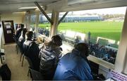 5 January 2014; A general view of members of the radio media watching the game from the press box. Bord na Mona O'Byrne Cup, Group D, Round 1, Westmeath v Dublin, Cusack Park, Mullingar, Co. Westmeath. Picture credit: Barry Cregg / SPORTSFILE
