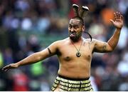 9 October 1999; A member of a Traditional Maori entertainment group pictured during their performance prior to the start of the England / New Zealand game. 1999 Rugby World Cup, Pool B, England v New Zealand, Twickenham, London, England. Picture credit: Brendan Moran / SPORTSFILE