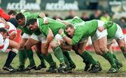 5 April 1999; Ireland scrum. Representative match, Ireland v England, Donnybrook, Dublin. Picture credit: Brendan Moran / SPORTSFILE
