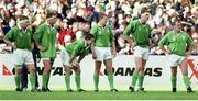10 October 1999; Ireland players from left, Paul Wallace, Dion O'Cuinneagain, Tom Tierney, Matt Mostyn, Malcolm O'Kelly and Peter Clohessy look on as Australia convert a try. 1999 Rugby World Cup, Ireland v Australia, Lansdowne Road, Dublin. Picture credit: Brendan Moran / SPORTSFILE