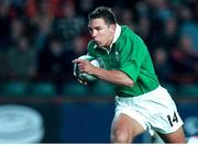 2 October 1999; Justin Bishop on his way to scoring Ireland's first try. 1999 Rugby World Cup, Pool E, Ireland v USA, Lansdowne Road, Dublin. Picture credit: Brendan Moran / SPORTSFILE