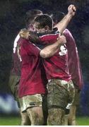 18 December 1999; Frank Sheahan (left) celebrates with Tom Tierney after Munsters win over Colomiers. Heineken European Cup, Munster v Colomiers at Musgrave Park, Cork. Picture credit: Matt Browne / SPORTSFILE