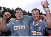 24 April 1999; David Wallace, left, and Conor Kilroy, Garryowen, celebrate at the final whistle. AIB League Rugby, Garryowen v St Mary's College, Dooradoyle, Limerick. Picture credit: Matt Browne / SPORTSFILE