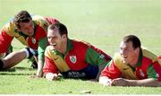 27 May 1999; Ireland players, from left, Dion O'Cuinneagain, Ross Nesdale and Robert Casey share a joke during training. Ireland Rugby Squad Training, Shore School Playing Fields, Sydney, Australia. Picture credit: Matt Browne / SPORTSFILE