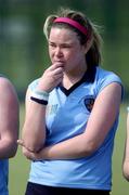 3 April 2005; A dejected Jacqui McVicker, Ballymoney, after defeat in the final. Womens Irish Senior Cup Final, Ballymoney v Hermes, Belfield, UCD, Dublin. Picture credit; Brian Lawless / SPORTSFILE