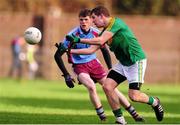 5 January 2014; Aaron Hickey, Leitrim, in action against John Finan, Galway IT. FBD League, Section B, Round 1, Leitrim v Galway IT, Cloone, Co. Leitrim. Picture credit: Ramsey Cardy / SPORTSFILE