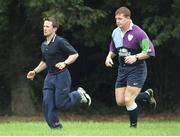 23 August 1999; Craig White, fitness trainer to the Irish Rugby Team, pictured during a fitness test on Paul Wallace. Ireland Rugby Squad Training, Dr. Hickey Park, Greystones, Co. Wicklow. Picture credit: Matt Browne / SPORTSFILE