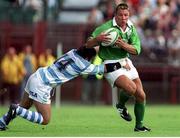 28 August 1999; Justin Bishop, Ireland, is tackled by Diego Albanese, Argentina. Rugby International, Ireland v Argentina, Lansdowne Road, Dublin. Picture credit: Brendan Moran / SPORTSFILE