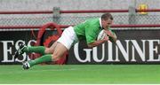 28 August 1999; Matt Mostyn, Ireland, goes over for his third try. Rugby International, Ireland v Argentina, Lansdowne Road, Dublin. Picture credit: David Maher / SPORTSFILE
