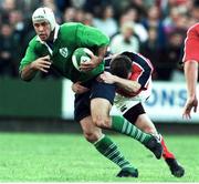 10 September 1999; Mike Mullins, Ireland, is tackled by John Kelly, Munster. Pre-Season Friendly, Munster v Ireland, Musgrave Park, Cork. Picture credit: Matt Browne / SPORTSFILE