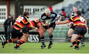 4 December 1999; Alan Quinlan, Shannon, in action against Ray Niland, no.12, Barry Everitt and Colin McEnteem, no.8 , Lansdowne. AIB League Rugby, Lansdowne v Shannon, Lansdowne Road, Dublin. Picture credit: Brendan Moran / SPORTSFILE