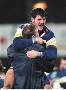 19 November 1999; Shane Horgan, Leinster, celebrates at the final whistle after victory over Leicester. Heineken European Cup, Leinster v Leicester, Donnybrook, Dublin. Picture credit: Brendan Moran / SPORTSFILE