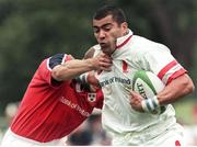 4 September 1999; Spenser Bromley, Ulster, in action against Ronan O'Gara, Munster. Interprovincial Rugby Championship, Ulster v Munster, Ravenhill, Belfast, Co. Antrim. Picture credit: Matt Browne / SPORTSFILE