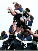 30 October 1999; Robert Casey, Leinster, gets a lift from his teammates, Reggie Corrigan, Shane Byrne and Malcolm O'Kelly under a challenge from Connacht's Gavin Webster, Connacht. Guinness Interprovincial Championship, Connacht v Leinster, The Sportsground, Galway. Picture credit: David Maher / SPORTSFILE