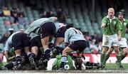 5 June 1999; Mike Mullins, no.18, is trampled by the NSW pack in front of Duncan McRae, no.10 NSW, while Ireland's Ciaran Scally tries to bring it to the attention of the referee.1999 Australia Tour, New South Wales v Ireland, Sydney Football Stadium, New South Wales, Australia. Picture credit: Matt Browne / SPORTSFILE
