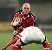 29 October 1999; Keith Wood, Munster, in action against Ulster's Andy Ward. Interprovincial Rugby Championship, Muster v Ulster, Musgrave Park, Cork. Picture credit: Brendan Moran / SPORTSFILE