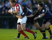 11 September 2004; Jonathan Bell, Ulster, in action against David Quinlan, centre, and Brian O'Meara, Leinster. Celtic League 2004-2005, Ulster v Leinster, Ravenhill Park, Belfast. Picture credit; Brendan Moran / SPORTSFILE