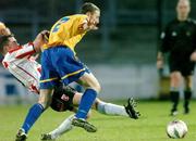8 April 2005; Owen Heary, Shelbourne, in action against Gary Beckett, Derry City. eircom League, Premier Division, Derry City v Shelbourne, Brandywell, Derry. Picture credit; David Maher / SPORTSFILE