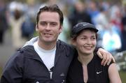 9 April 2005; The Corrs drummer Caroline Corr and her husband Frank Woods after finishing the BUPA Great Ireland Run. Phoenix Park, Dublin. Picture credit; Brian Lawless / SPORTSFILE