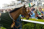 10 April 2005; Hedgehunter, the winner of the Grand National yesterday is paraded to the crowd. Leopardstown Racecourse, Dublin. Picture credit; Damien Eagers / SPORTSFILE