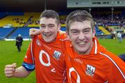 10 April 2005; Adrian Power, left, Cork, who scored three goals in the last few minutes of the game is congratulated by his team-mate David Foley. Vocational Schools GAA Inter-County 'A' Hurling Final. Tipperary v Cork, Semple Stadium, Thurles, Co. Tipperary. Picture credit; Ray McManus / SPORTSFILE