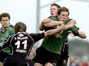 10 April 2005; Michael Swift, Connacht, is tackled by no.11 Shane Williams and David Bishop, The Ospreys. Celtic League 2004-2005, Pool 1, Connacht v Neath-Swansea Ospreys, Sportsground, Galway. Picture credit; David Maher / SPORTSFILE