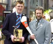 11 April 2005; GAA President Sean Kelly with Clare hurler Niall Gilligan who was presented with the Vodafone Player of the Month award for the month of March for Hurling. Westbury Hotel, Dublin. Picture credit; Pat Murphy / SPORTSFILE