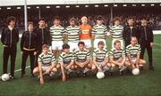 3 October 1984;  The Shamrock Rovers team; back row from left to right;  Peter Eccles, Bobby Browne, Sean Ward, Liam O' Brien, Dermot Keely, Jodi Byrne, Jacko McDonagh, John Coady, Kevin Brady, Pat O' Toole. Front Row from left to right; Mick Neville, Harry Kenny, Noel King, Pat Byrne, Neville Steedman, Paul McGee. Shamrock Rovers v Linfield. 1st round European Cup. Picture credit; Ray McManus / SPORTSFILE.