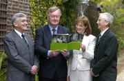 14 April 2005; Dr. Brendan Buckley, left, Chairman of the Anti-Doping Committee, Minister for Arts, Sport and Tourism, John O'Donoghue T.D., Dr. Una May, Secretariat of the Anti-Doping Unit and John Treacy, right, Chief Executive of the Irish Sports Council, at the launch of the Irish Sports Council's 2004 Anti-Doping Annual Report. Burlington Hotel, Dublin. Picture credit; Matt Browne / SPORTSFILE