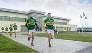 5 January 2014; Kerry players Jack Sherwood, left, and Mikey Geaney make their way out before the start of the game. McGrath Cup, Quarter-Final, Kerry v Institute of Technology Tralee, John Mitchels GAA Club, Farmer's Bridge, Tralee, Co. Kerry. Picture credit: Brendan Moran / SPORTSFILE