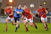 8 January 2014; Gary Sweeney, Dublin, in action against Gary Connolly, left, Padraig Rath and Derek Crilly, right, Louth. Bord na Mona O'Byrne Cup, Group D, Round 2. Dublin v Louth, Parnell Park, Dublin. Picture credit: Matt Browne / SPORTSFILE