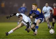 8 January 2014; Conor Canning, Kildare, in action against Gerard Smith, Longford. Bord na Mona O'Byrne Cup, Group B, Round 2, Longford v Kildare, Newtowncashel, Co. Longford. Picture credit: David Maher / SPORTSFILE