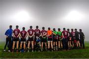 8 January 2014; The St Mary's team pose for the traditional team photograph amid heavy fog. Power NI Dr. McKenna Cup Section B Round 1. Fermanagh v St Mary's, Brewster Park, Enniskillen, Co. Fermanagh. Picture credit: Oliver McVeigh / SPORTSFILE