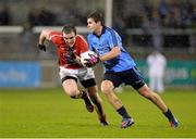 8 January 2014; Darragh Nelson, Dublin, in action against Bevan Duffy, Louth. Bord na Mona O'Byrne Cup, Group D, Round 2, Dublin v Louth, Parnell Park, Dublin. Picture credit: Matt Browne / SPORTSFILE