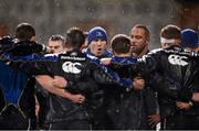 10 January 2014; Leinster A head coach Girvan Dempsey speaks to his players ahead of the game. British & Irish Cup, Leinster A v Moseley, Donnybrook Stadium, Donnybrook, Dublin. Picture credit: Stephen McCarthy / SPORTSFILE