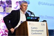 10 January 2014; Today the GAA held their Games Development Conference with the theme &quot; Inspiring Children: Fostering a Love of Gaelic Games&quot;. Pictured is Padraig Ó Ceidigh, Chairman of GAA Research Committee, speaking during the Liberty Insurance Coaching Development Conference. Croke Park, Dublin. Picture credit: Barry Cregg / SPORTSFILE