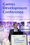 10 January 2014; Today the GAA held their Games Development Conference with the theme &quot; Inspiring Children: Fostering a Love of Gaelic Games&quot;. Pictured is Con Burns, Exercise and Health Research Cork IT, speaking during the Liberty Insurance Coaching Development Conference. Croke Park, Dublin. Picture credit: Barry Cregg / SPORTSFILE