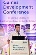 10 January 2014; Today the GAA held their Games Development Conference with the theme &quot; Inspiring Children: Fostering a Love of Gaelic Games&quot;. Pictured is Cathal Cregg, Strength and Conditioning Coordinator for the Connacht Council, speaking during the Liberty Insurance Coaching Development Conference. Croke Park, Dublin. Picture credit: Barry Cregg / SPORTSFILE