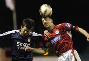 15 April 2005; Owen Heary, Shelbourne, in action against Robbie Doyle, St. Patrick's Athletic. eircom League, Premier Division, Shelbourne v St. Patrick's Athletic, Tolka Park, Dublin. Picture credit; Brian Lawless / SPORTSFILE