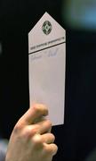 16 April 2005; A delegate voting on Motion 12 at the 2005 GAA Congress. Croke Park, Dublin. Picture credit; Ray McManus / SPORTSFILE