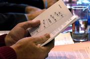 16 April 2005; A delegate reads a rule book at the 2005 GAA Congress. Croke Park, Dublin. Picture credit; Ray McManus / SPORTSFILE